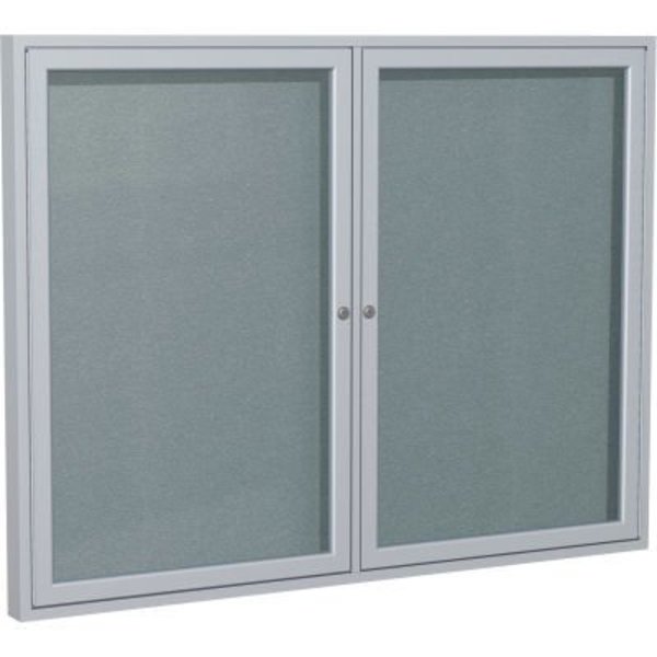 Ghent Ghent Enclosed Bulletin Board, Outdoor, 2 Door, 48"W x 36"H, Stone Vinyl/Silver Frame PA23648VX-199